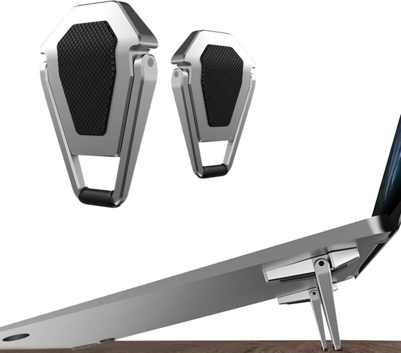 Zinc Alloy Mini Laptop Stand, Silver 2-Pack