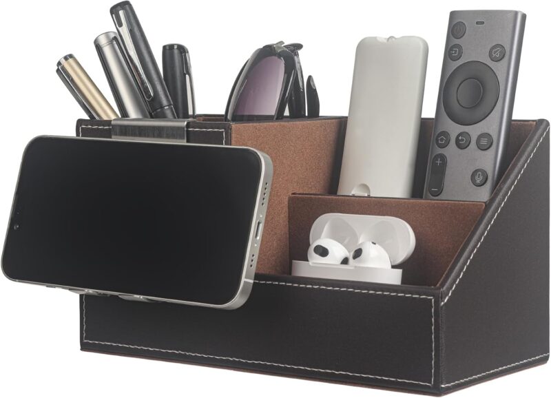 Ceramic Floral Multifunctional Pen Holder Desk Organiser, Green