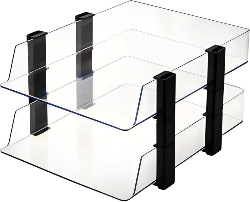 Transparent 2-Tier Stackable Document Tray Organizer