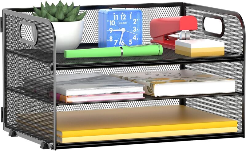 3-Tier Document Organizer Tray with Handles